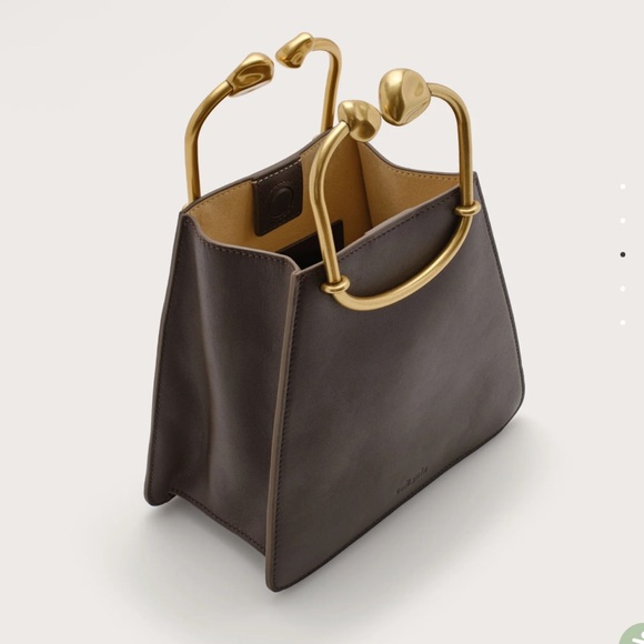 NEW Cult Gaia Maxine Top Handle Bag Luwak Dark Brown Leather - Picture 4 of 9